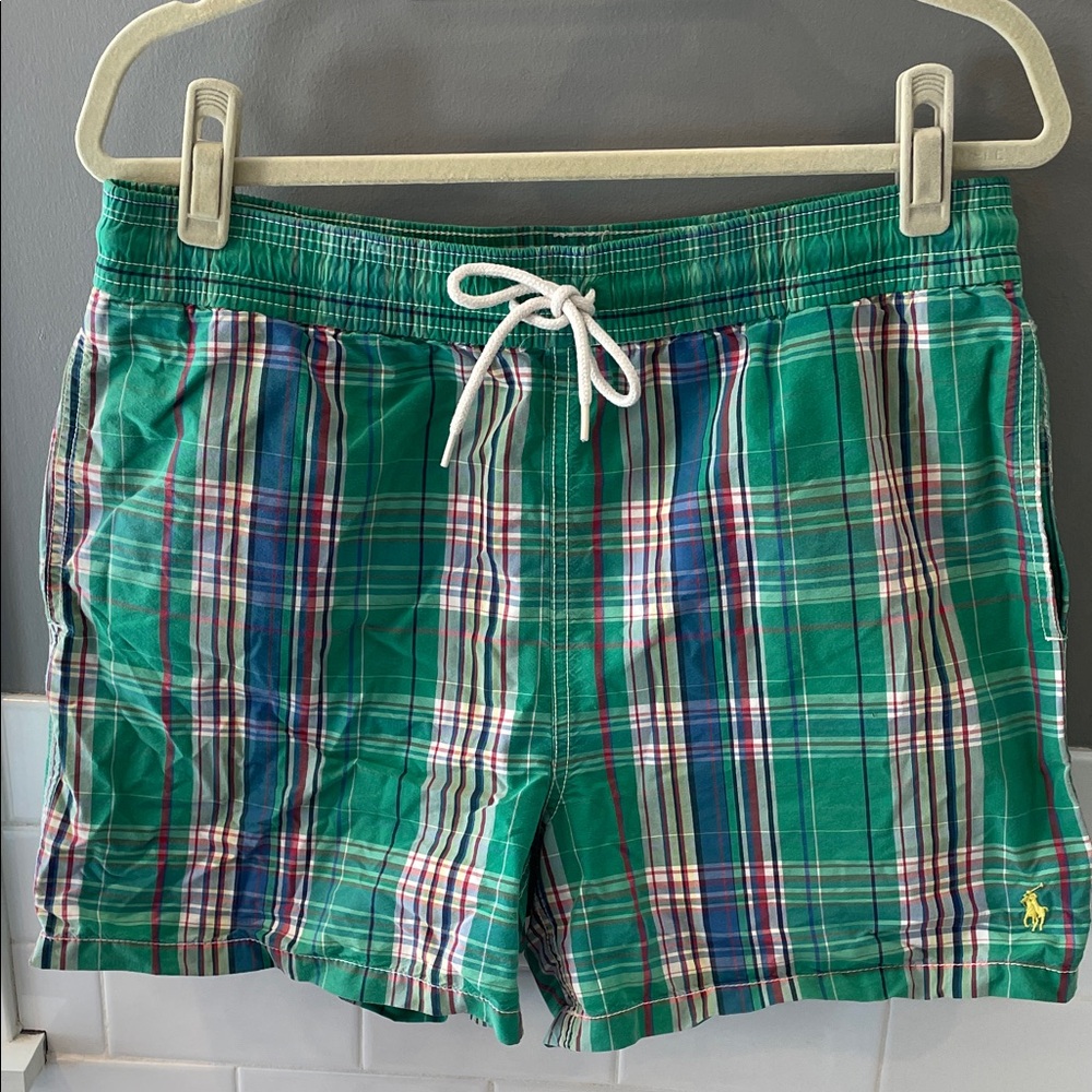 Polo by Ralph Lauren Men's Green Plaid Athletic Shorts